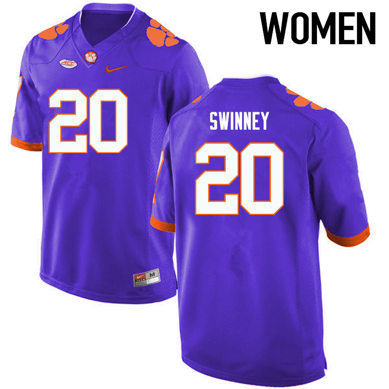 Women Clemson Tigers #20 Jack Swinney College Football Jerseys-Purple